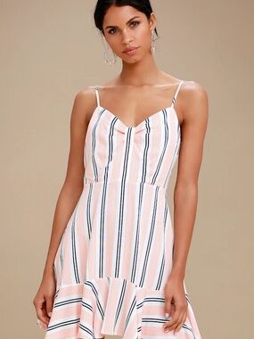 Hollie White Striped Sleeveless Dress